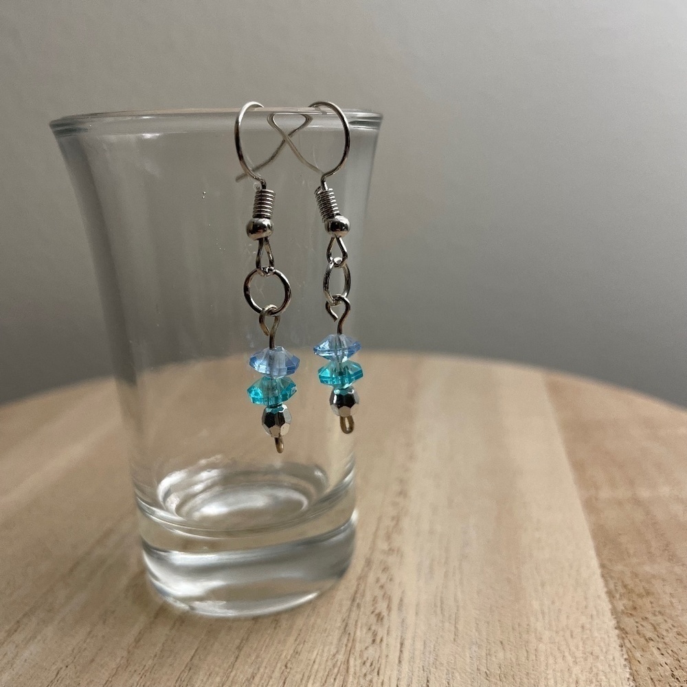 Blue‎ Aqua Beaded Earrings